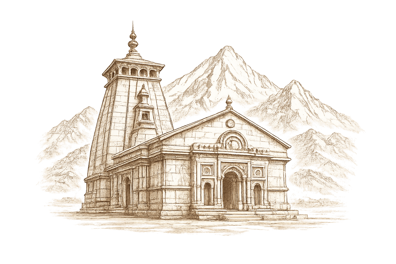 Uttarakhand Temple Sketch