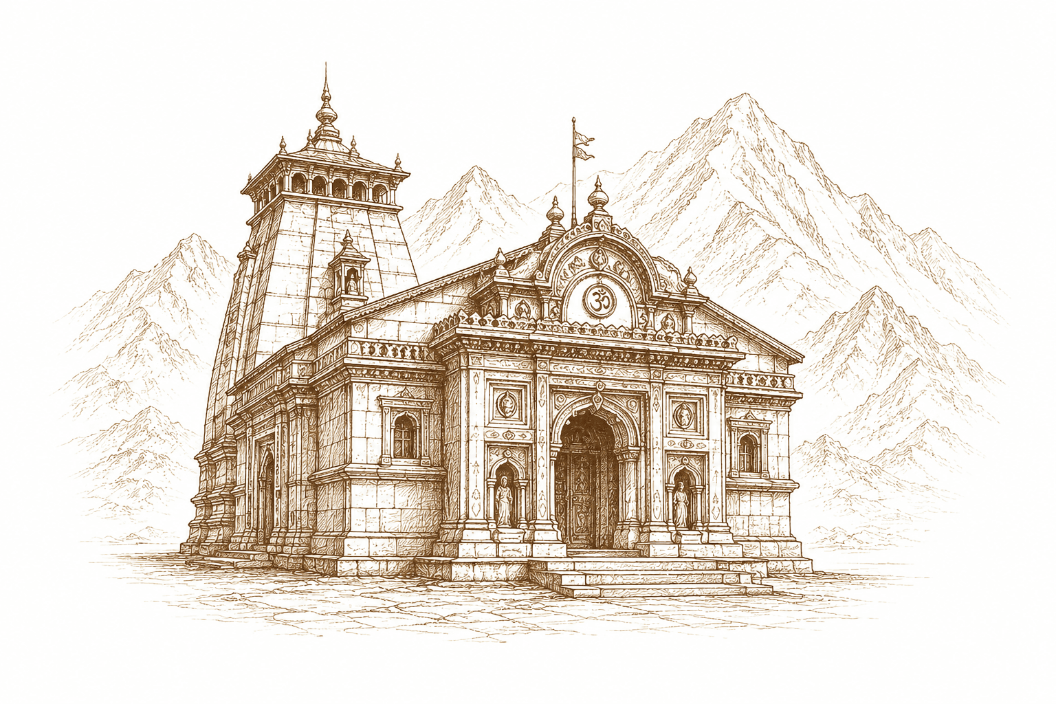 Uttarakhand Temple Sketch